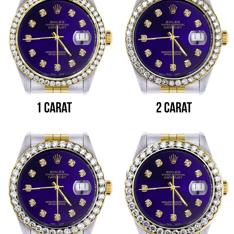 116233 | Hidden Clasp | Diamond Gold Rolex Watch For Men | 36Mm | Royal Blue Dial | Jubilee Band