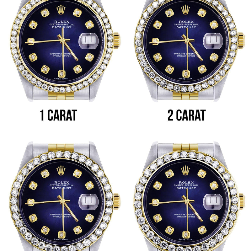 116233 | Hidden Clasp | Diamond Gold Rolex Watch For Men | 36Mm | Blue Dial | Jubilee Band
