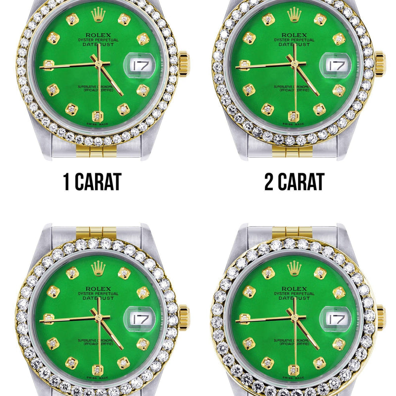 116233 | Hidden Clasp | Gold Rolex Datejust Watch | 36Mm | Green Dial | Jubilee Band