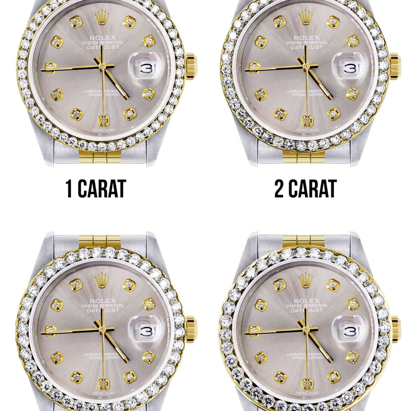 116233 | Hidden Clasp | Diamond Rolex Mens Watch Datejust | 36Mm | Grey Dial | Jubilee Band