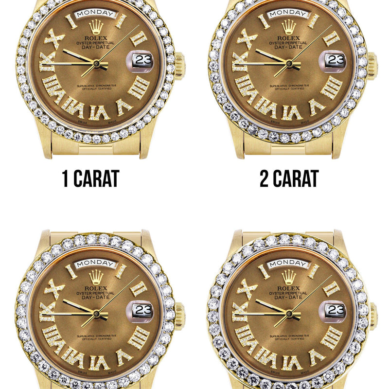 Rolex Day-Date | Presidential | Model 18238 | 18K Yellow Gold | Diamond Bezel | Diamond Roman Chocolate Dial