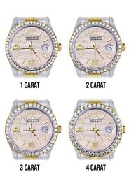 116233 | Hidden Clasp | Gold & Steel Rolex Datejust Watch | 36Mm | Custom Diamond Pink Dial | Jubilee Band