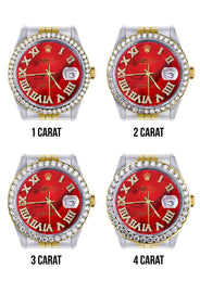 116233 | Hidden Clasp | Gold & Steel Rolex Datejust Watch | 36Mm | Diamond Red Roman Dial | Jubilee Band