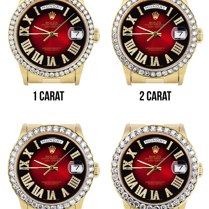 Rolex Day-Date | Presidential | Model 18238 | 18K Yellow Gold | Diamond Bezel | Red Diamond Roman Numeral