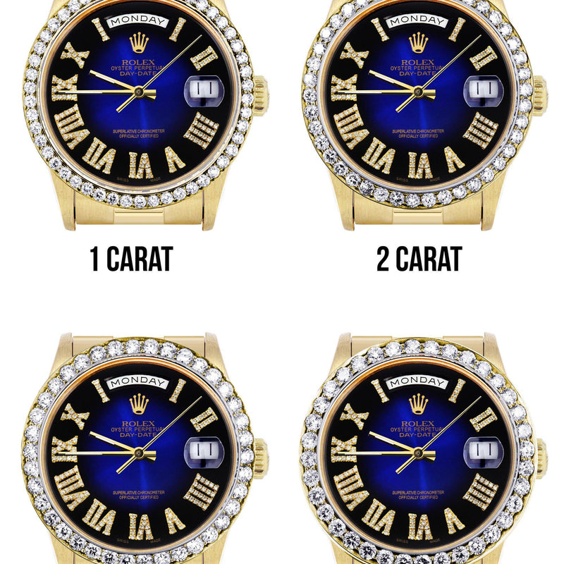 Rolex Day-Date | Presidential | Model 18238 | 18K Yellow Gold | Diamond Bezel | Blue Diamond Roman Numeral