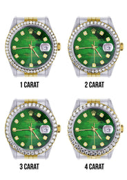 116233 | Hidden Clasp | Diamond Rolex Datejust Two Tone | 36MM | Green Diamond Mother Of Pearl Dial | Jubilee Band