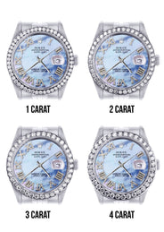 116200 | Hidden Clasp | Diamond Rolex Datejust Watch | 36Mm | Blue Mother Of Pearl Roman Numeral Dial | Jubilee Band