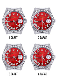116200 | Hidden Clasp | Diamond Rolex Datejust Watch | 36Mm | Diamond Red Mother Of Pearl Roman Numeral Dial | Jubilee Band