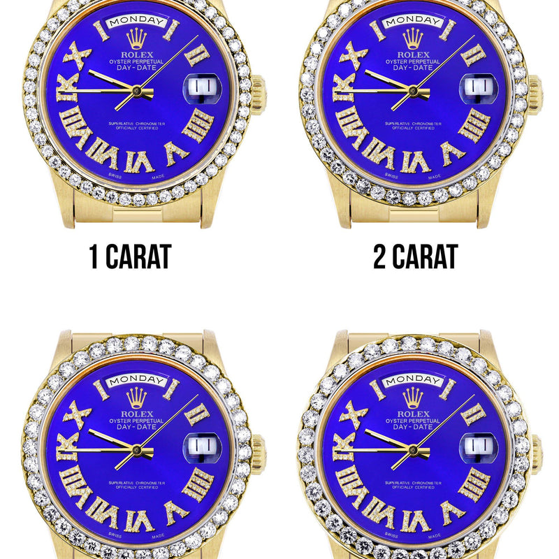 Rolex Day-Date | Presidential | Model 18238 | 18K Yellow Gold | Diamond Bezel | Light Blue Roman Diamond Dial
