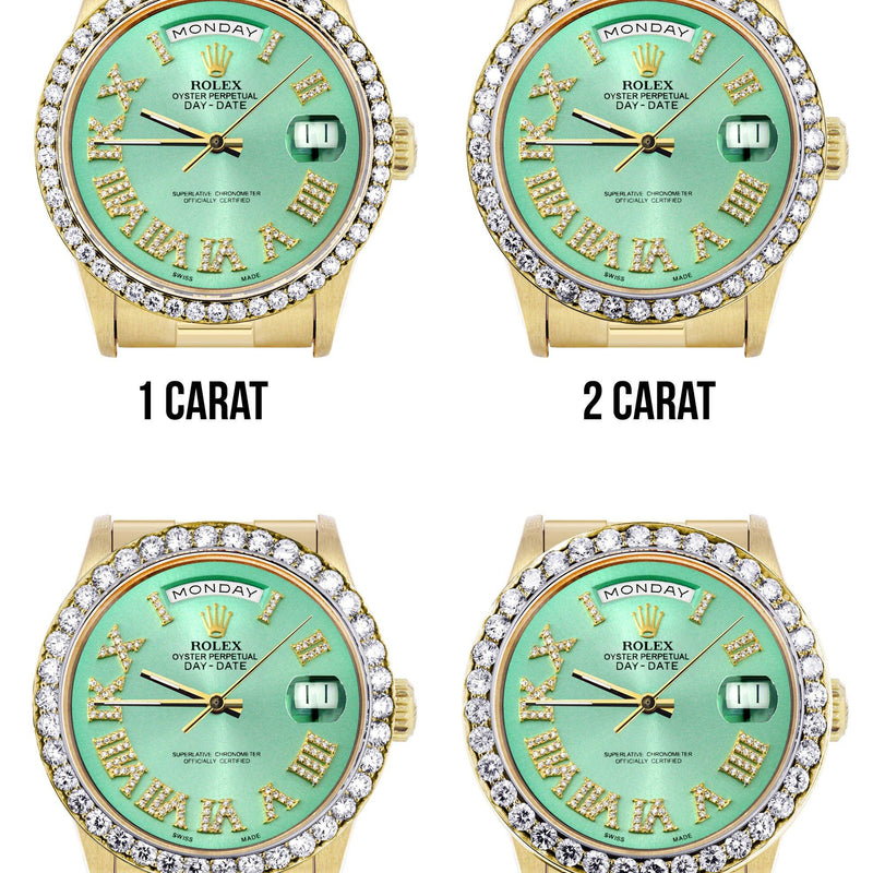 Rolex Day-Date | Presidential | Model 18238 | 18K Yellow Gold | Diamond Bezel | Light Green Diamond Roman