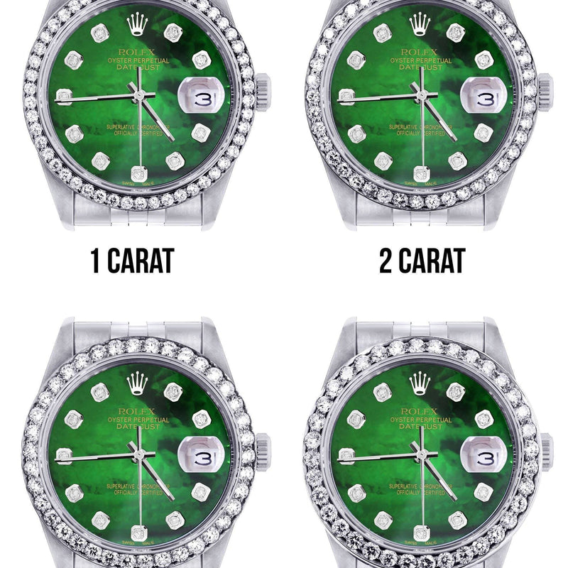 116200 | Hidden Clasp | Diamond Rolex Datejust Watch | 36Mm | Green Diamond Mother Of Pearl Dial | Jubilee Band