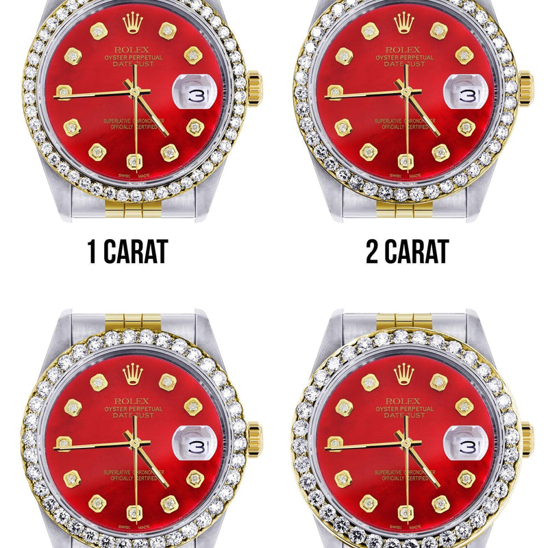 116233 | Hidden Clasp | Gold & Steel Rolex Datejust Watch | 36Mm | Diamond Red Mother Of Pearl Dial | Jubilee Band