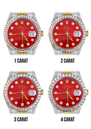 116233 | Hidden Clasp | Gold & Steel Rolex Datejust Watch | 36Mm | Diamond Red Mother Of Pearl Dial | Jubilee Band