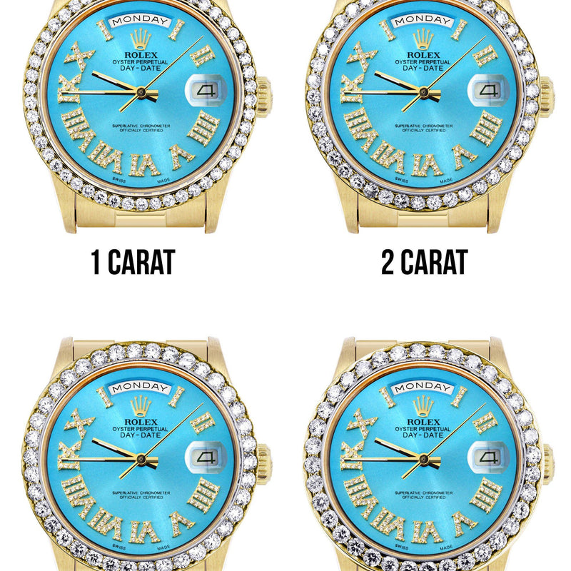 Rolex Day-Date | Presidential | Model 18238 | 18K Yellow Gold | Diamond Bezel | Light Blue Diamond Roman Dial