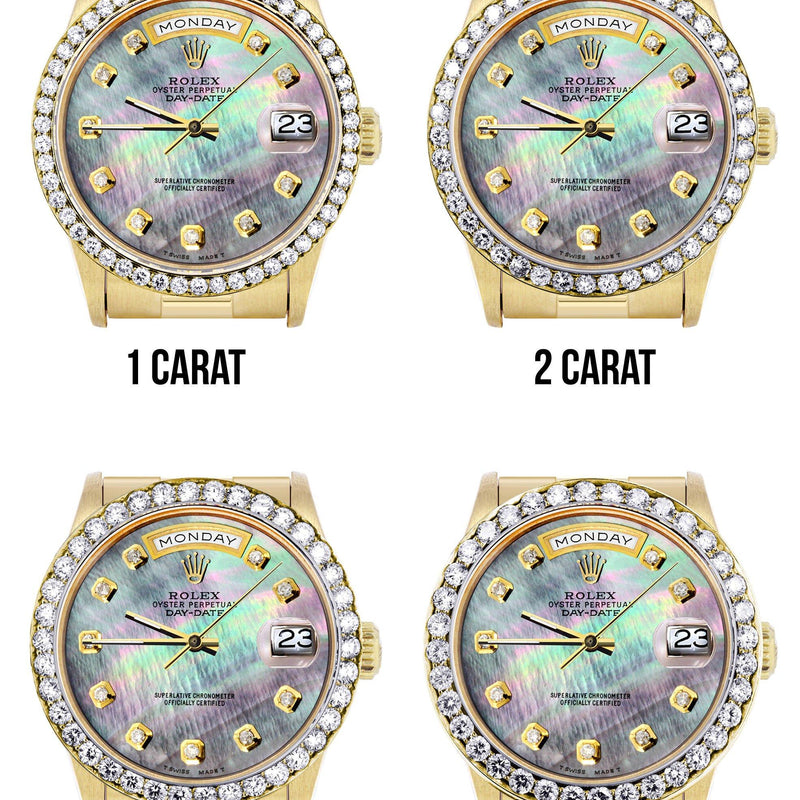 Rolex Day-Date | Presidential | Model 18238 | 18K Yellow Gold | Diamond Bezel | Dark Mother of Pearl Diamond Dial