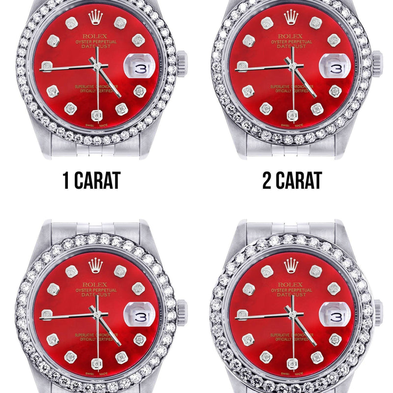 116200 | Hidden Clasp | Diamond Rolex Datejust Watch | 36Mm | Red Diamond Dial | Jubilee Band