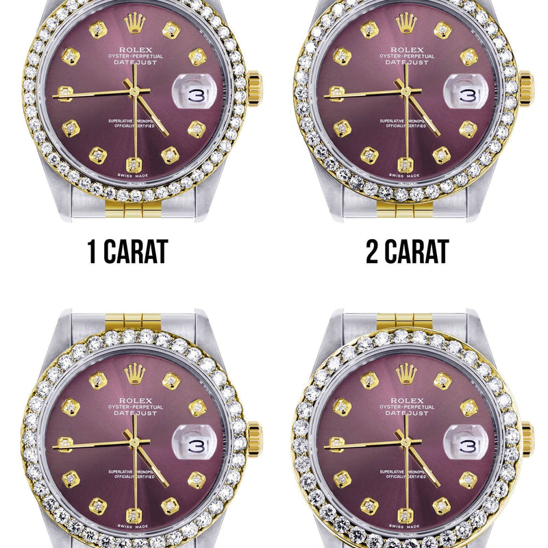 116233 | Hidden Clasp | Diamond Rolex Datejust Watch | 36Mm | Purple Dial | Jubilee Band