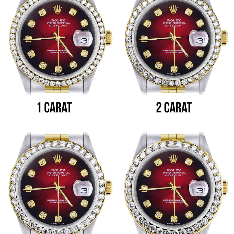 116233 | Hidden Clasp | Gold Rolex Datejust Watch | 36Mm | Red Dial | Jubilee Band