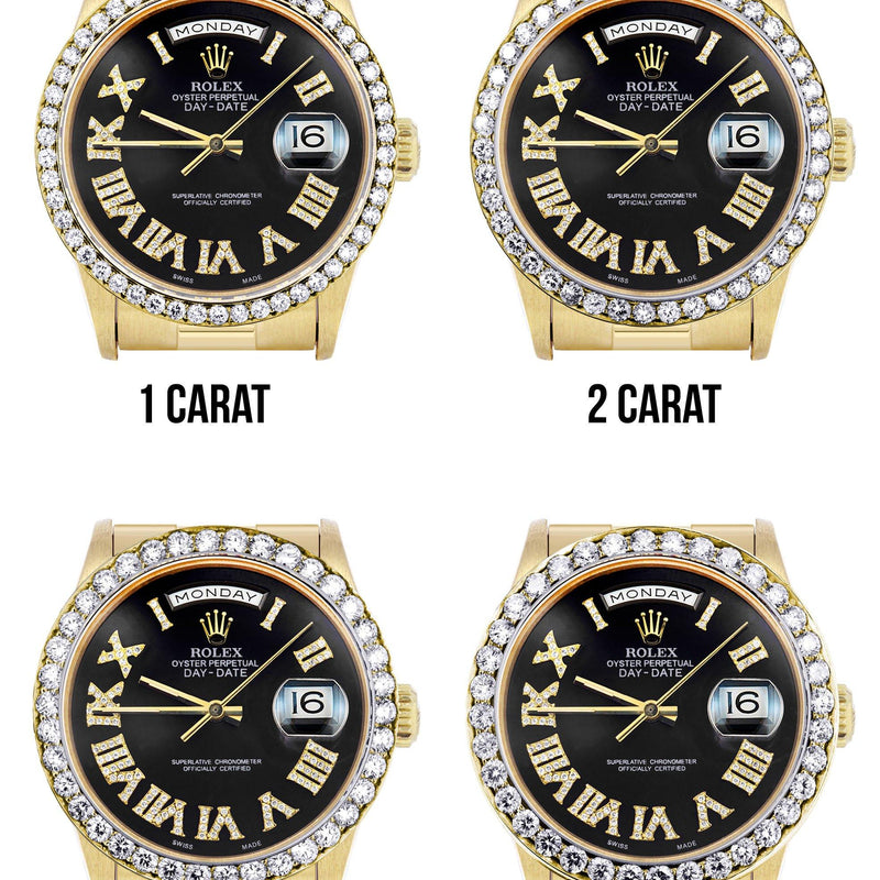 Rolex Day-Date | Presidential | Model 18238 | 18K Yellow Gold | Model 18238 | Diamond Bezel | Black Diamond Roman Dial