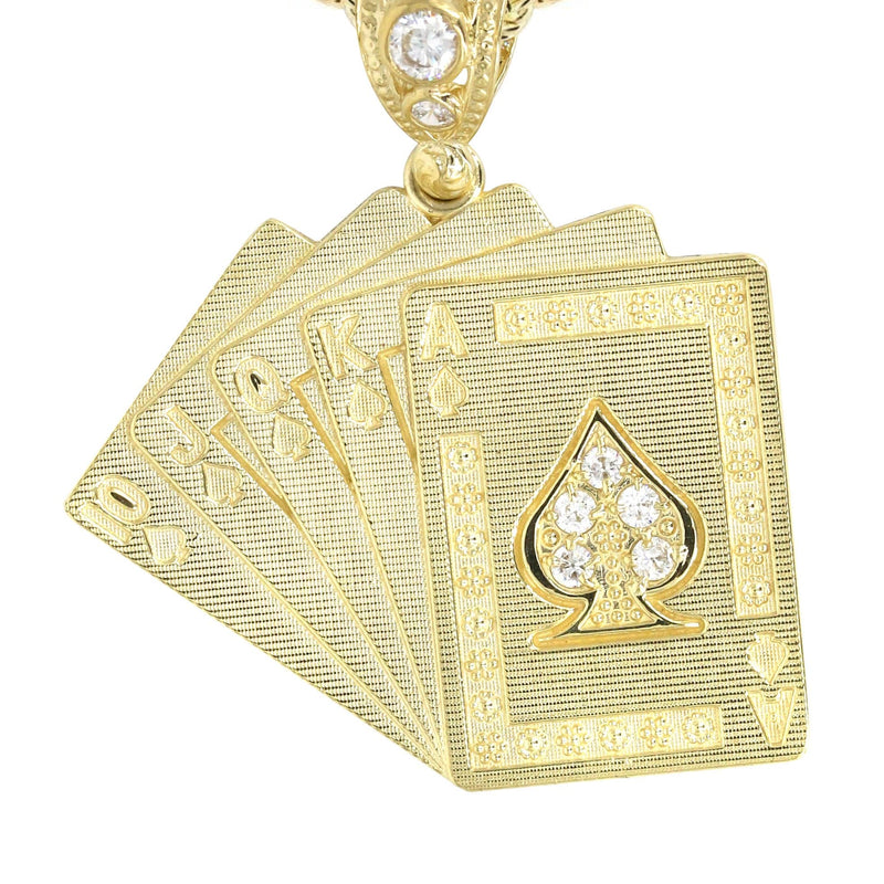 10K Yellow Gold Playing Cards Necklace | Appx. 17.3 Grams
