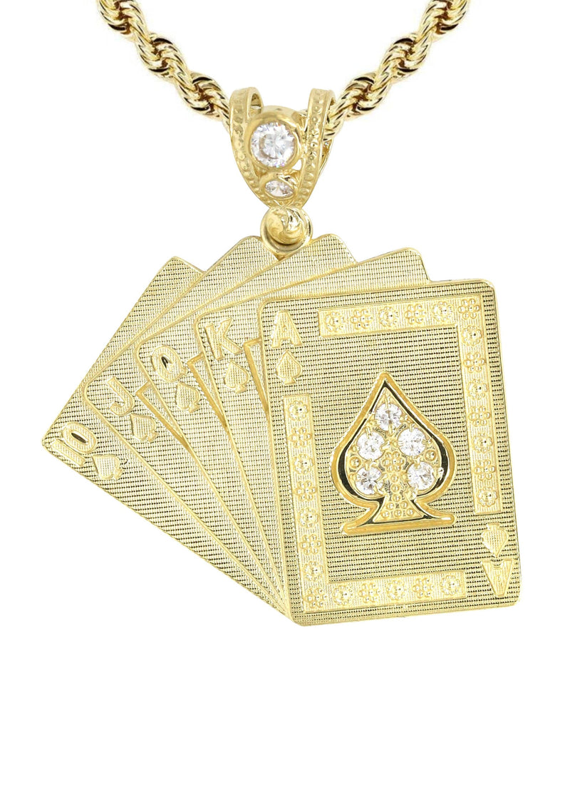 10K Yellow Gold Playing Cards Necklace | Appx. 17.3 Grams