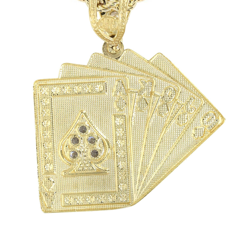 10K Yellow Gold Playing Cards Necklace | Appx. 17.3 Grams