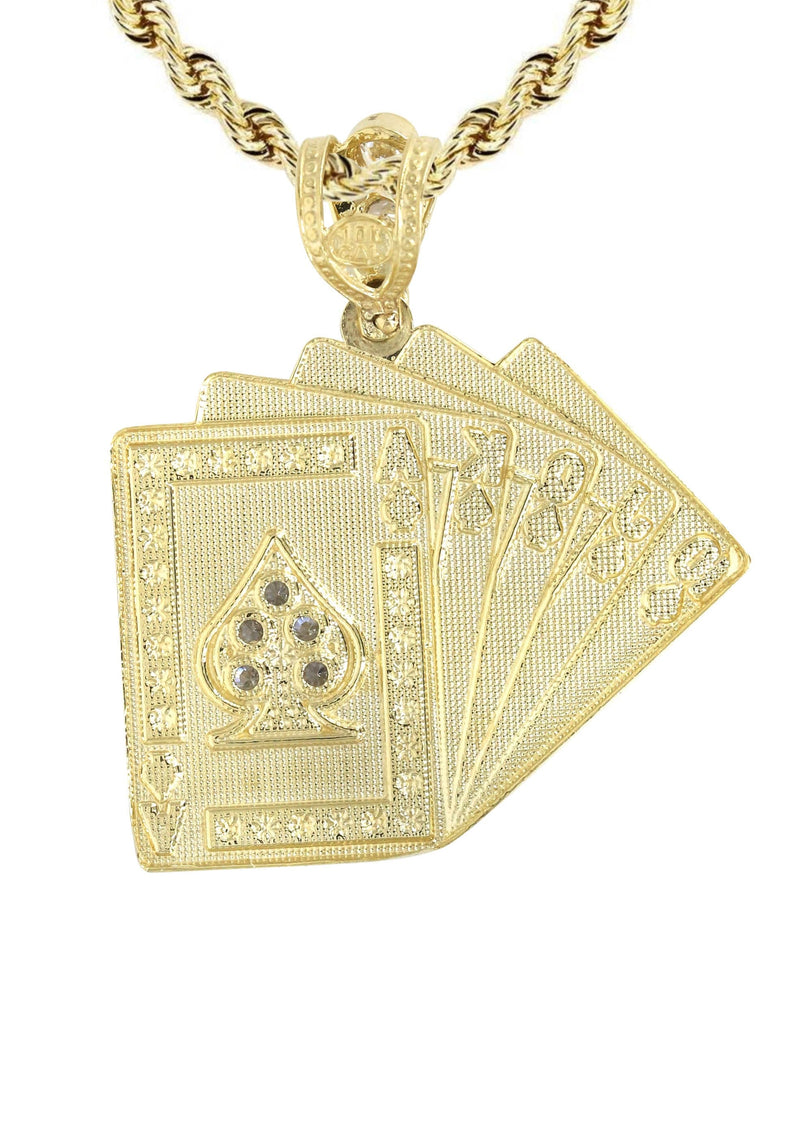 10K Yellow Gold Playing Cards Necklace | Appx. 17.3 Grams