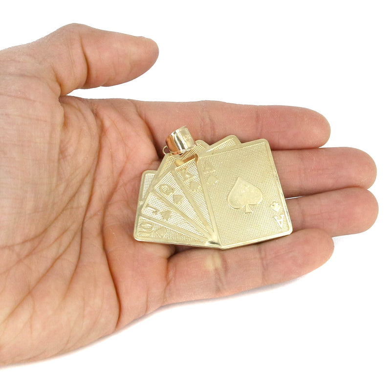 10K Yellow Gold Playing Cards Necklace | Appx. 24.7 Grams