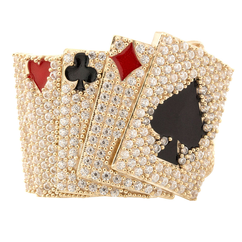 10K Gold Cards Ring For Men | 13 Grams