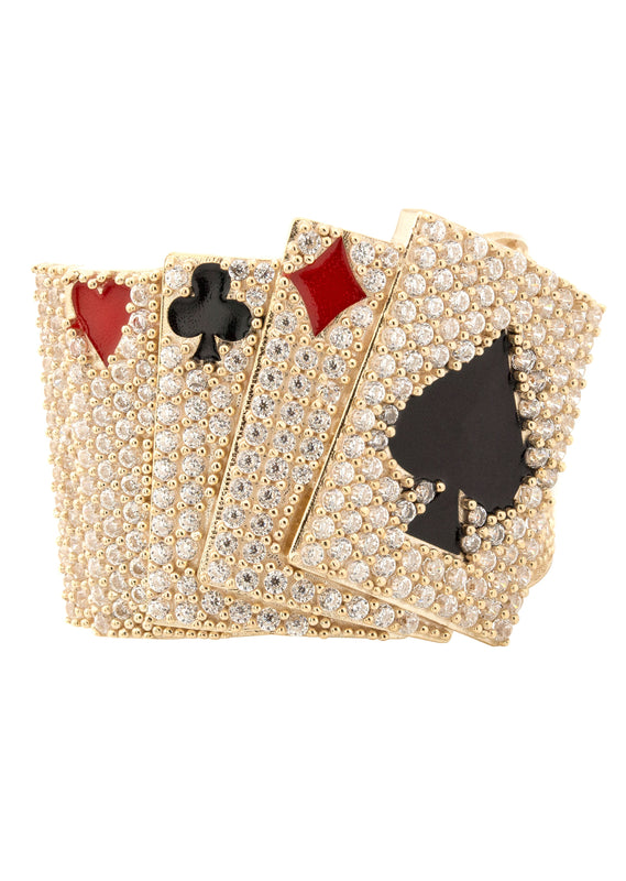 10K Gold Cards Ring For Men | 13 Grams