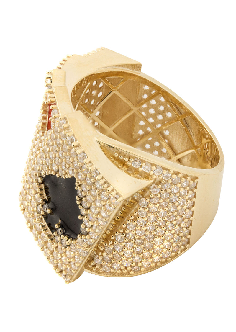 10K Gold Cards Ring For Men | 13 Grams