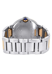 CARTIER DIAMOND BALLON BLEU WATCH IN 18K ROSE GOLD & STAINLESS STEEL | DIAMOND BEZEL | SILVER DIAMOND DIAL | 36 MM