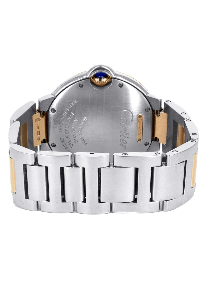 CARTIER DIAMOND BALLON BLEU WATCH IN 18K ROSE GOLD & STAINLESS STEEL | DIAMOND BEZEL | SILVER DIAMOND DIAL | 36 MM