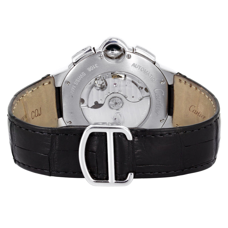 CARTIER DIAMOND BALLON BLEU CHRONOGRAPH WATCH IN 18K WHITE GOLD | DIAMOND BEZEL | SILVER ROMAN DIAL | 44 MM