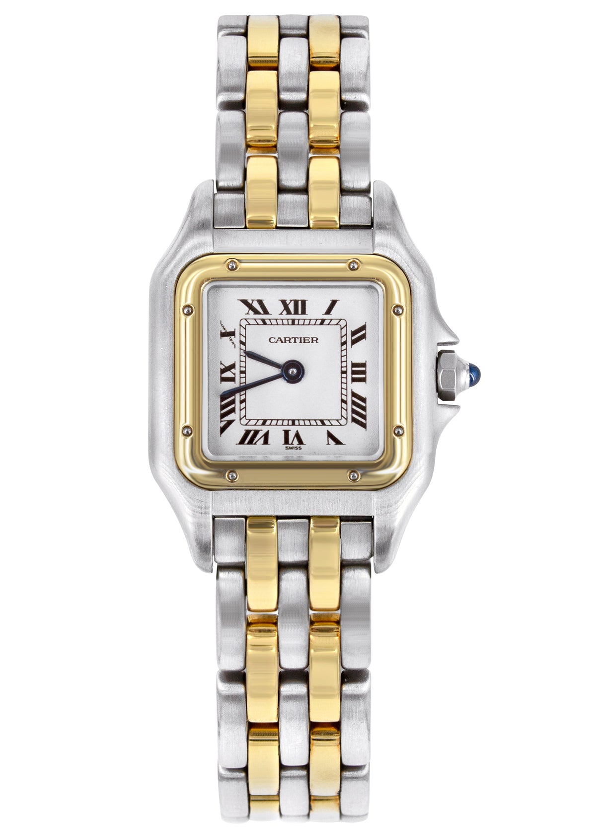 CARTIER DIAMOND PANTHERE WATCH IN 18K GOLD & STAINLESS STEEL | WHITE DIAL | 27 MM