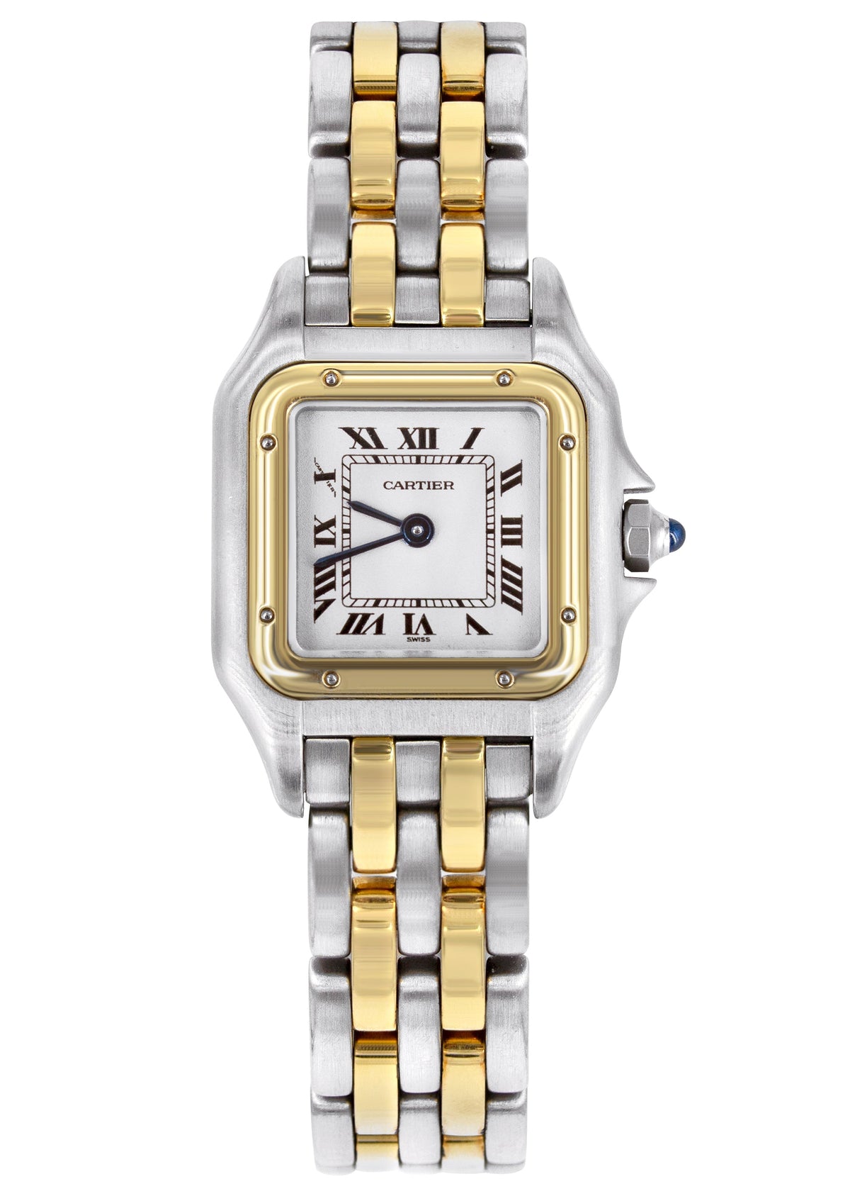 CARTIER DIAMOND PANTHERE WATCH IN 18K GOLD & STAINLESS STEEL | WHITE DIAL | 27 MM