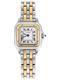 CARTIER DIAMOND PANTHERE WATCH IN 18K GOLD & STAINLESS STEEL | WHITE DIAL | 27 MM
