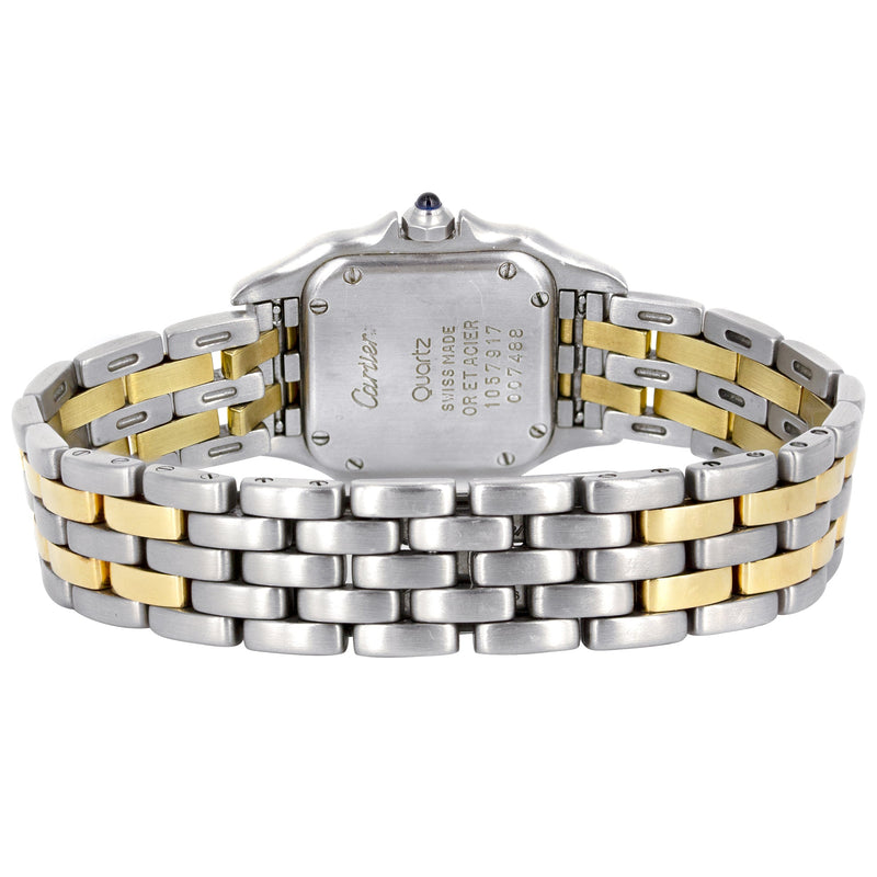 CARTIER DIAMOND PANTHERE WATCH IN 18K GOLD & STAINLESS STEEL | WHITE DIAL | 27 MM
