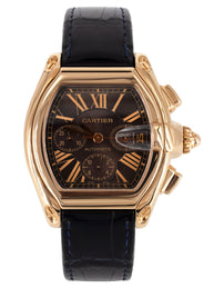 CARTIER ROADSTER XL CHRONOGRAPH WATCH IN 18K ROSE GOLD | CHOCOLATE ROMAN DIAL | 44 MM