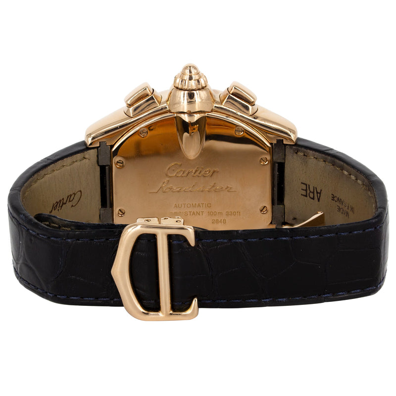 CARTIER ROADSTER XL CHRONOGRAPH WATCH IN 18K ROSE GOLD | CHOCOLATE ROMAN DIAL | 44 MM