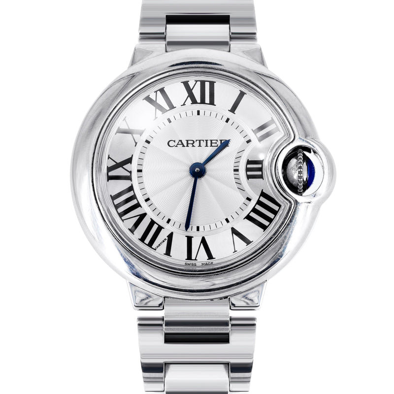 CARTIER BALLON BLEU WATCH 33 MM STAINLESS STEEL | SILVER ROMAN DIAL