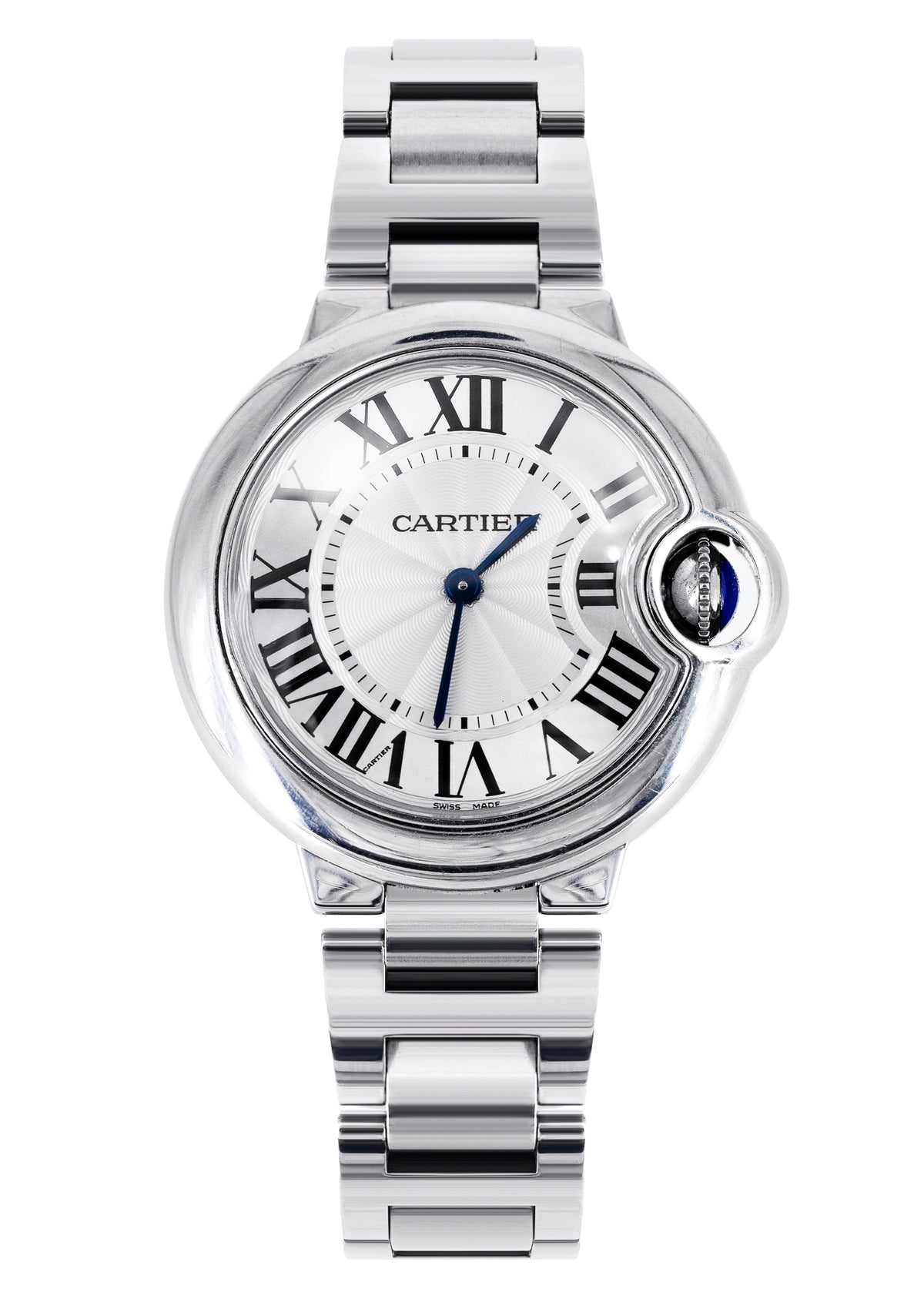 CARTIER BALLON BLEU WATCH 33 MM STAINLESS STEEL | SILVER ROMAN DIAL