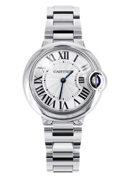 CARTIER BALLON BLEU WATCH 33 MM STAINLESS STEEL | SILVER ROMAN DIAL