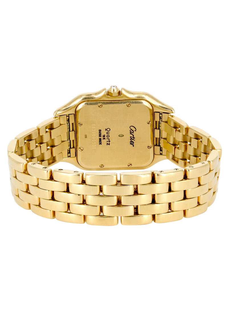 CARTIER DIAMOND PANTHERE WATCH IN 18K GOLD | WHITE DIAL | 27 MM