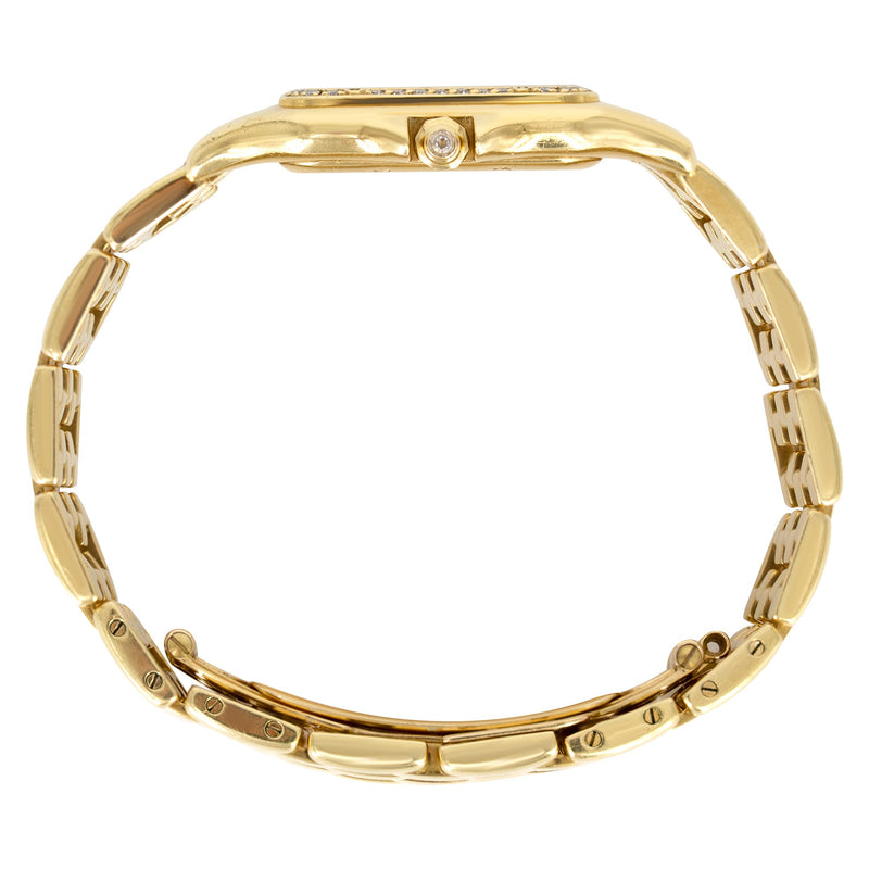 CARTIER DIAMOND PANTHERE WATCH IN 18K GOLD | WHITE DIAL | 27 MM