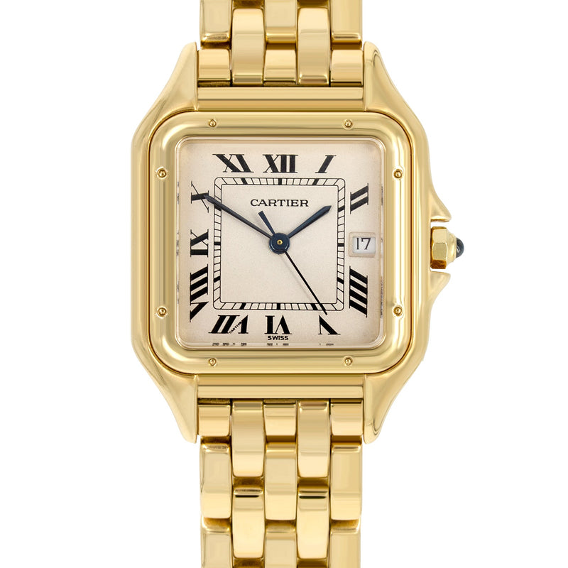 CARTIER PANTHERE WATCH IN 18K GOLD | WHITE DIAL | 27 MM