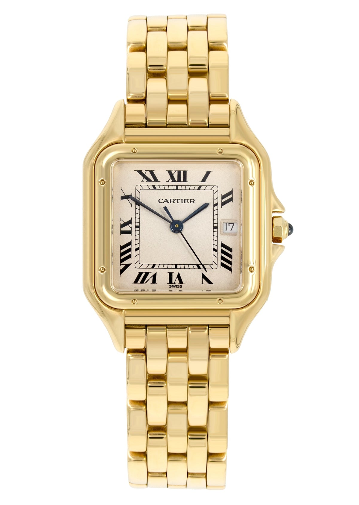 CARTIER PANTHERE WATCH IN 18K GOLD | WHITE DIAL | 27 MM