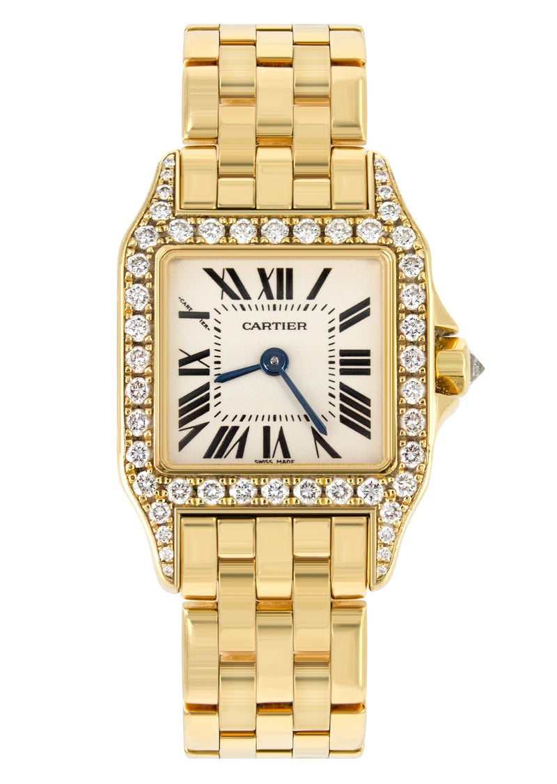 CARTIER DIAMOND PANTHERE WATCH IN 18K GOLD | WHITE DIAL | 27 MM