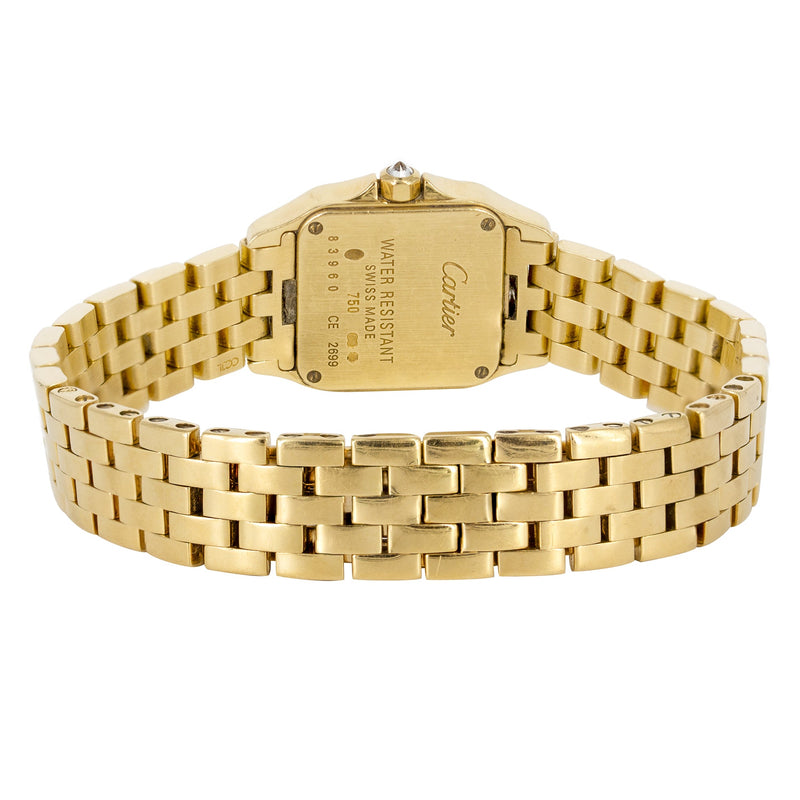 CARTIER DIAMOND PANTHERE WATCH IN 18K GOLD | WHITE DIAL | 27 MM