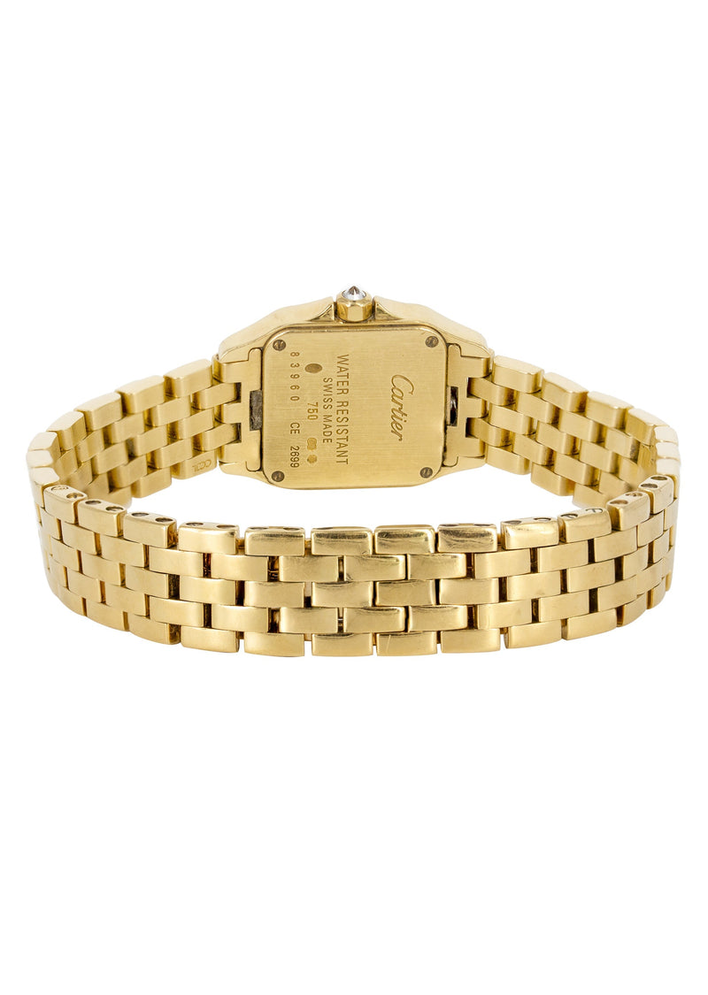 CARTIER DIAMOND PANTHERE WATCH IN 18K GOLD | WHITE DIAL | 27 MM